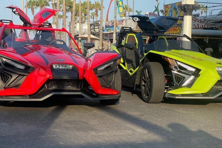 a motorcycle parked on the side of a road